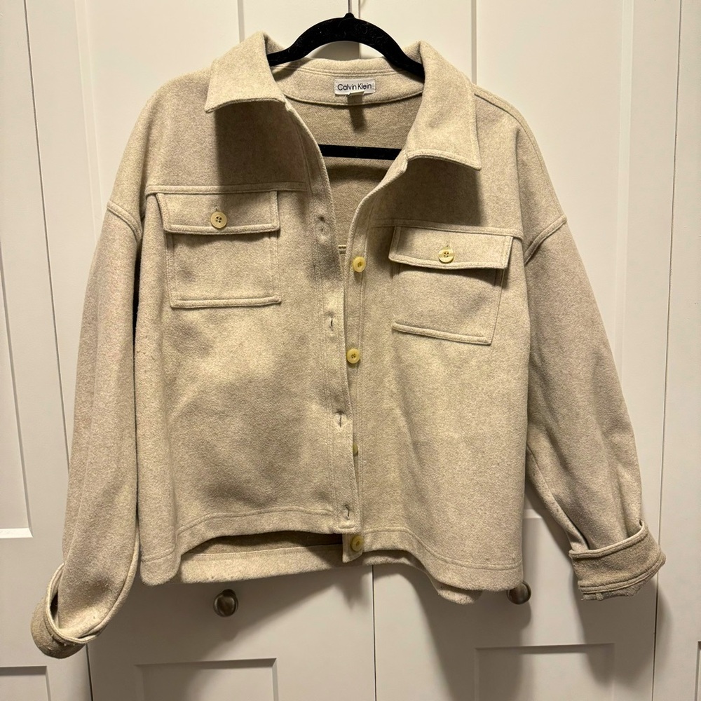 Calvin Klein Beige Button Up  Shirt Jacket Size L